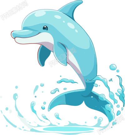 卡通风格蓝色海豚矢量插画素材