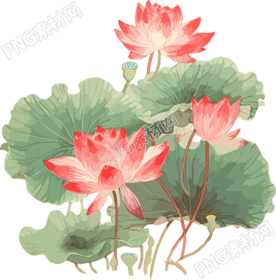 印天荷花绘画插图