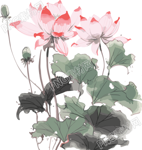 商周风格莲花画插画