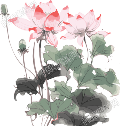 商周风格莲花画插画
