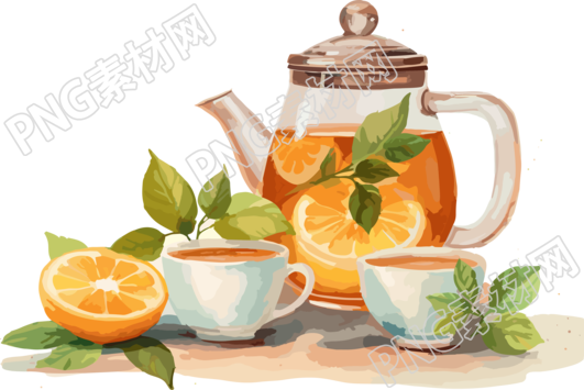茶叶与茶壶动画插画设计素材