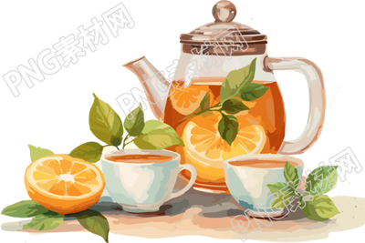茶叶与茶壶动画插画设计素材