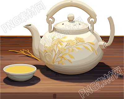 白色雅致的茶壶创意设计插画素材