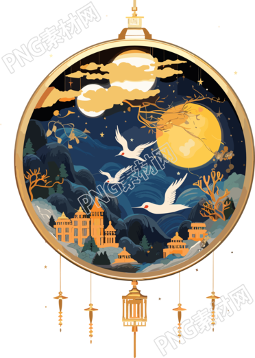 神奇童书插画：暗金与深蓝的宇宙景观素材