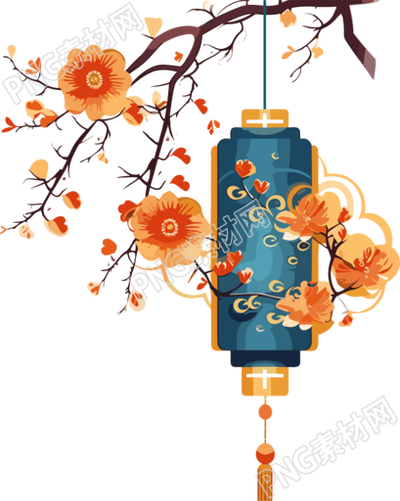 明亮悬挂中国灯笼的插画设计