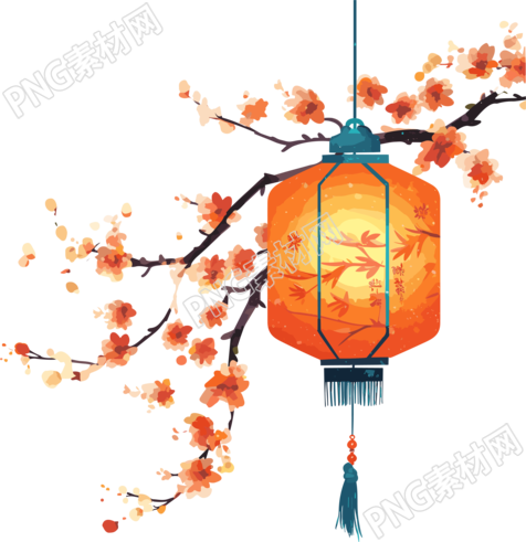 创意设计元素-华丽中式灯笼插画