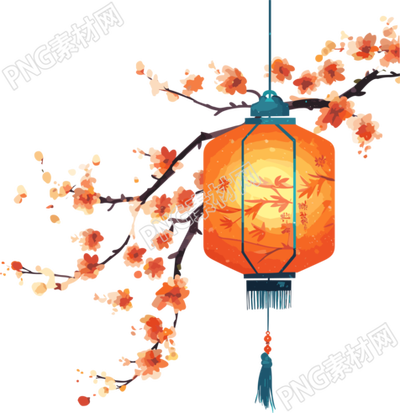 创意设计元素-华丽中式灯笼插画
