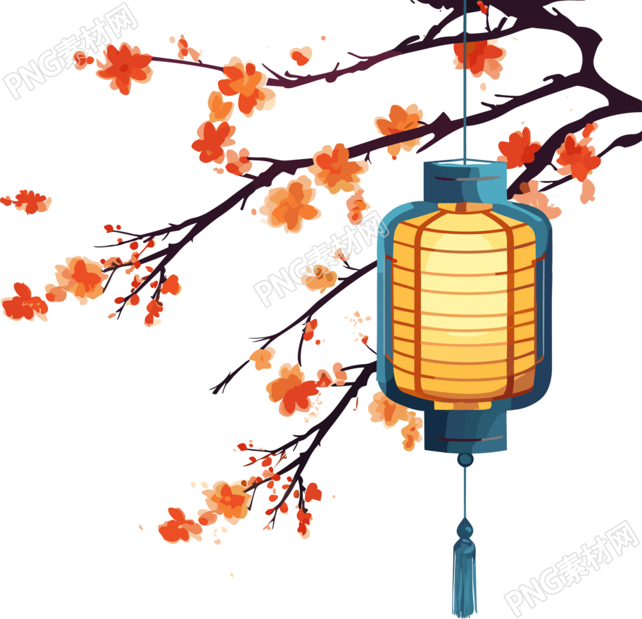 明艳照人的中式灯笼插画