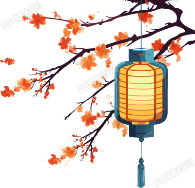 明艳照人的中式灯笼插画