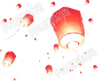 夜空中的浪漫红灯笼元素
