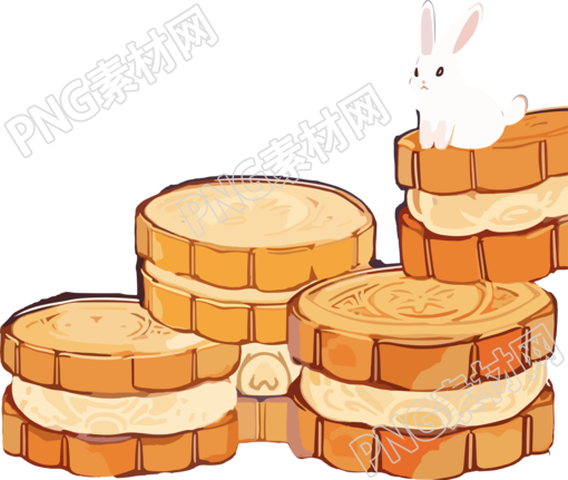 中秋节兔子和月饼商业可用插画