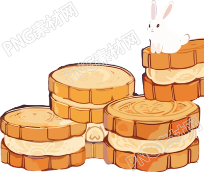 中秋节兔子和月饼商业可用插画