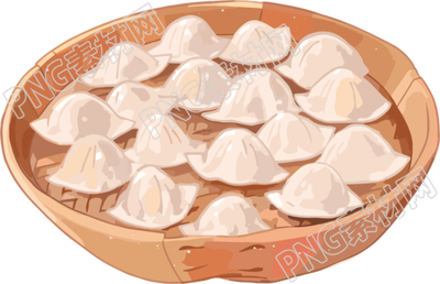 透明背景美味的饺子插画