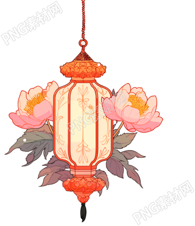 唯美花灯透明背景插画素材