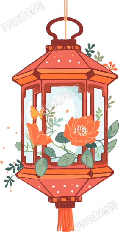 唯美花灯插画设计元素