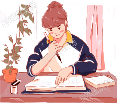 扁平风格女学生手绘插画素材