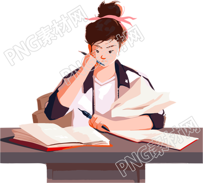 卡通女学生正在学习插画设计