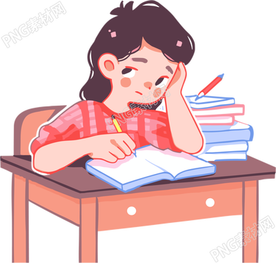 正在学习的女学生手绘插画