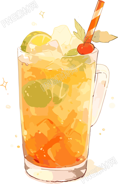 夏日饮品手绘插画素材