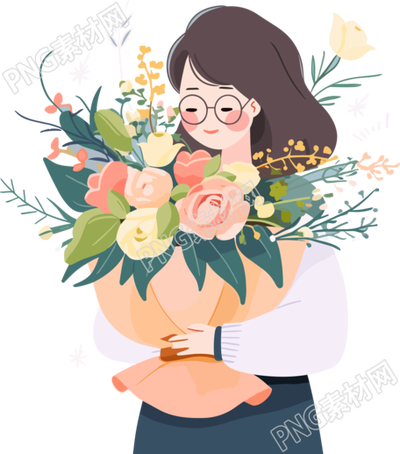 教师节花束手绘插画平面设计素材