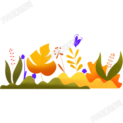 寒露时节深秋小草叶片手绘插画
