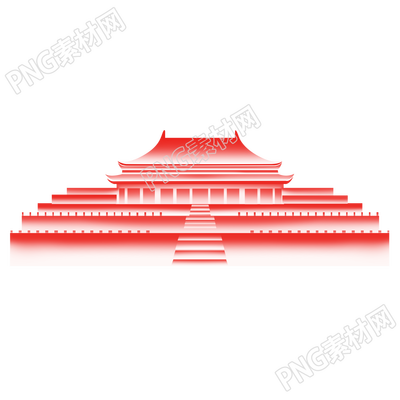 手绘北京天安门国庆节PNG元素