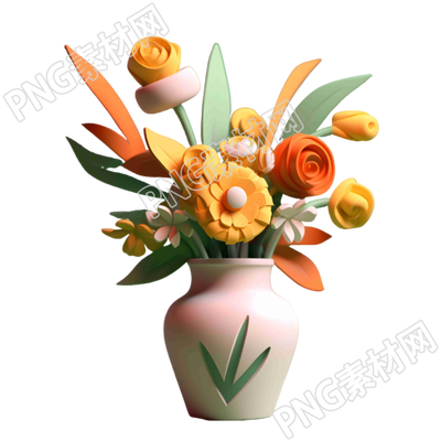 白色花瓶插满花朵商用插画