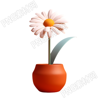 雏菊花盆插画设计素材