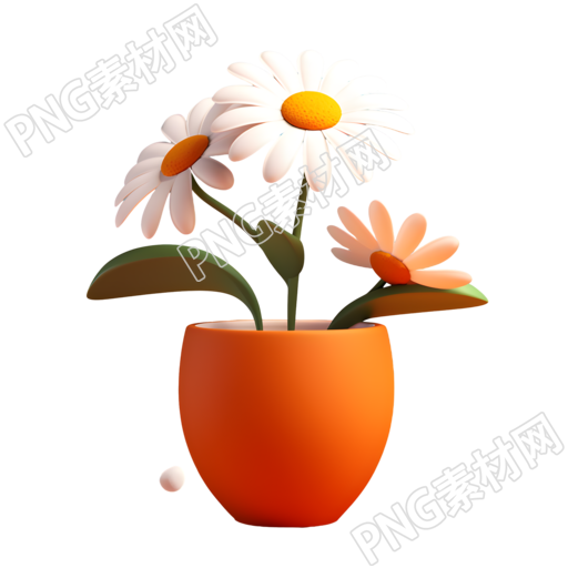 花盆上的雏菊插画设计