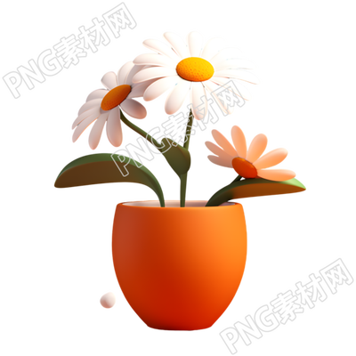 花盆上的雏菊插画设计
