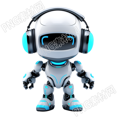 可商用的3D白色机器人头戴式耳机设计素材