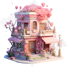 3D建模粉色茶屋可商用插图