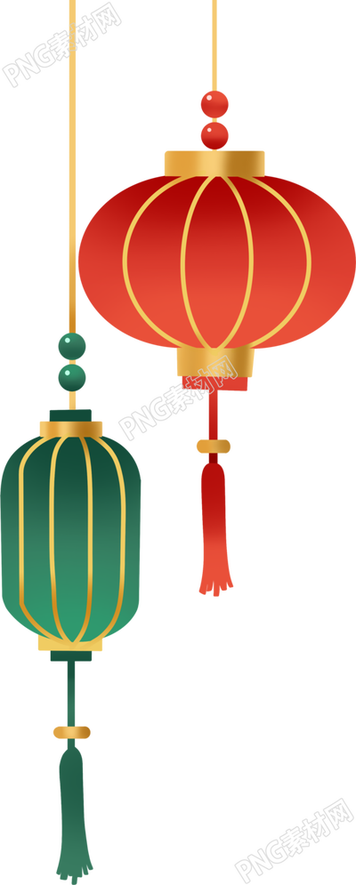 红灯笼绿灯笼装饰插画素材