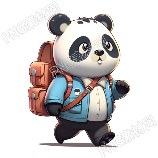 魅力插画设计背包熊猫PNG元素