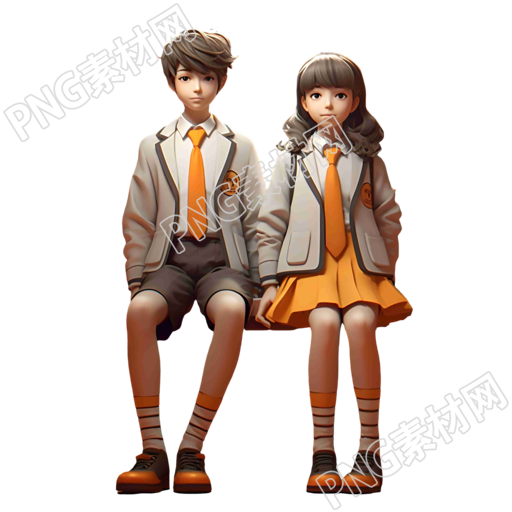 校园里的男孩和女孩坐在一起插画素材