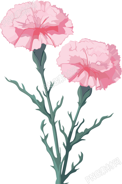 透明背景粉色康乃馨动漫插画设计元素