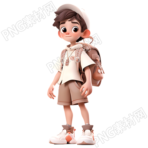 卡通背包儿童3D模型插图
