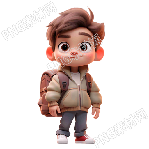 3D人物卡通电影角色背包素材
