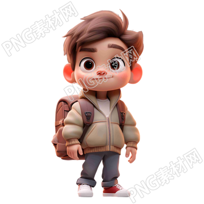 3D人物卡通电影角色背包素材