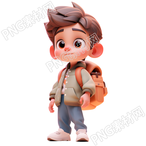 帅气男孩背包的3D人物素材