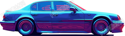 透明背景运动中蓝色汽车插图