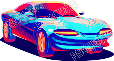 生动亮眼的蓝色汽车PNG图形素材