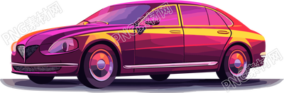 暗洋红和浅绯色的2D汽车插画素材