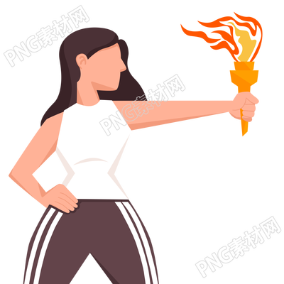 杭州亚运会手拿火炬的女生插画素材