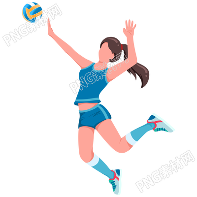 手绘打排球的女生商用插画