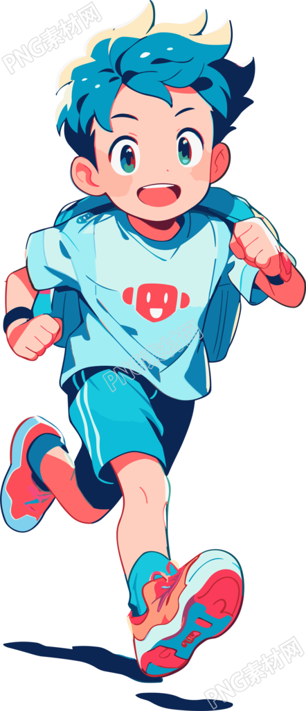 阳光开朗的男孩奔跑插图