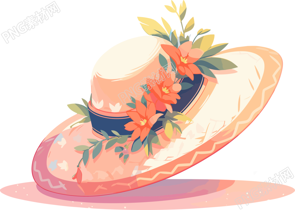 粉红色鲜花防晒帽插图