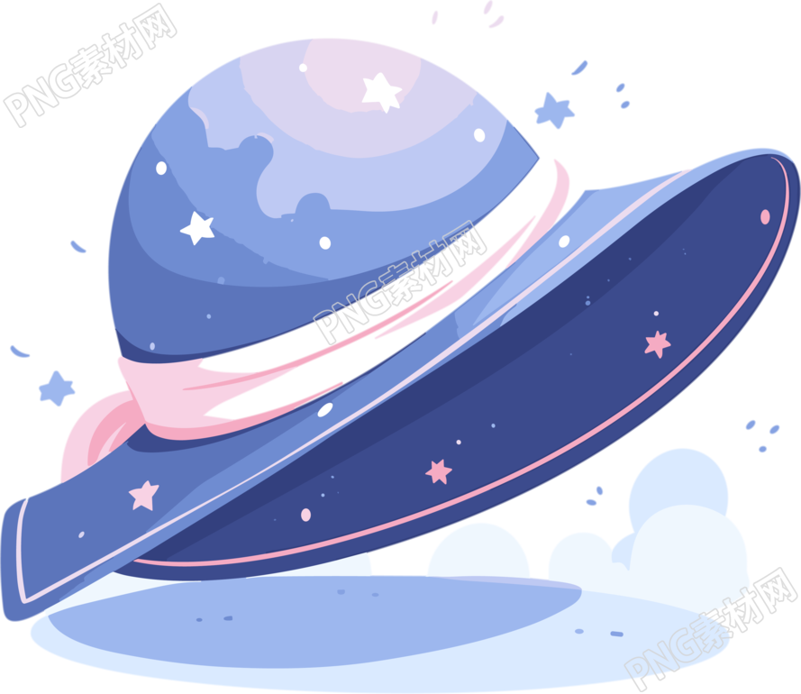 星空太阳帽创意插画PNG