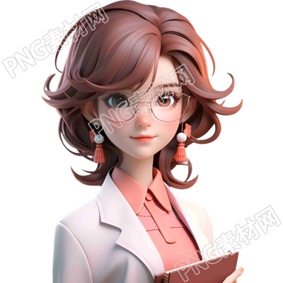 穿粉色衬衣的女性教师3D插画