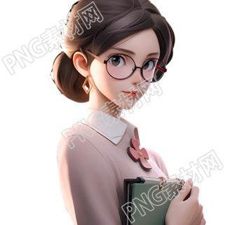 3D模型女教师准备上课素材